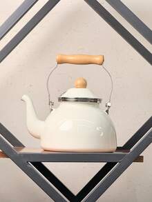 2500ml Solid Color Whistling Kettle With Wooden Handle, Heat-Resistant Design, Home Desktop Decor, Kitchen Drinkware, Living Room Tea Set, Suitable For Open Flame, Great Gift For Friends And Family - View 7