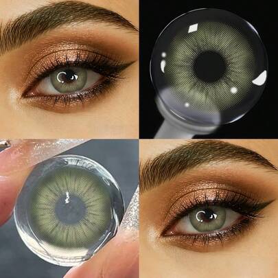  Lalens 1 Pair Oliver Colored Contact Lenses, 1 Year Use, Enlarging Eyes, 14.20mm Diameter, Suitable For Daily Wear, Creating Charming Eye Makeup, Ideal For Graduation Ceremony, Birthday, Holiday, Summer, Autumn And Various Occasions, Perfect For Women's Makeup, Parties, Beach, Travel, Camping, Outdoor Activities, Campus Travel, Holiday Decorations, Gifts, Rose Girl Cosplay, Vibrant Colors, Ideal For Halloween Costumes And Role-Playing.