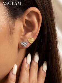 1对时尚心形耳环，925纯银饰品，精致创意耳环，精美首饰礼品，适合女孩日常佩戴，约会，派对等各种场合。 - 款式6 - 查看 2