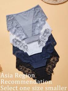 4件套加大码女士内衣套装，亲肤蕾丝加大码内裤，腰围0XL-4XL：65、71、77、83、89厘米，手工测量可能有1-2厘米的误差。 - 彩色 - 查看 2