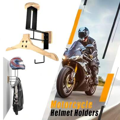 Wall-Mounted Motorcycle Helmet Rack With Hooks, Coat Hanger, Garage Storage Rack, Multi-Function Stand, Coat Rack
