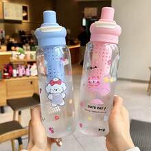 1个800毫升透明卡通塑料水杯，高品质茶水分离，吸管杯，可直接饮用，开学季儿童礼物 - 彩色 - 查看 9