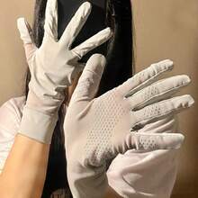 Women's Ice Silk Fiber Summer Gloves, Solid Color Pattern, Fishnet Texture, Flip-Top Touchscreen Finger For Outdoor Sports Walking, Affordable Gloves, Good Gift Choice - Multicolor - View 8