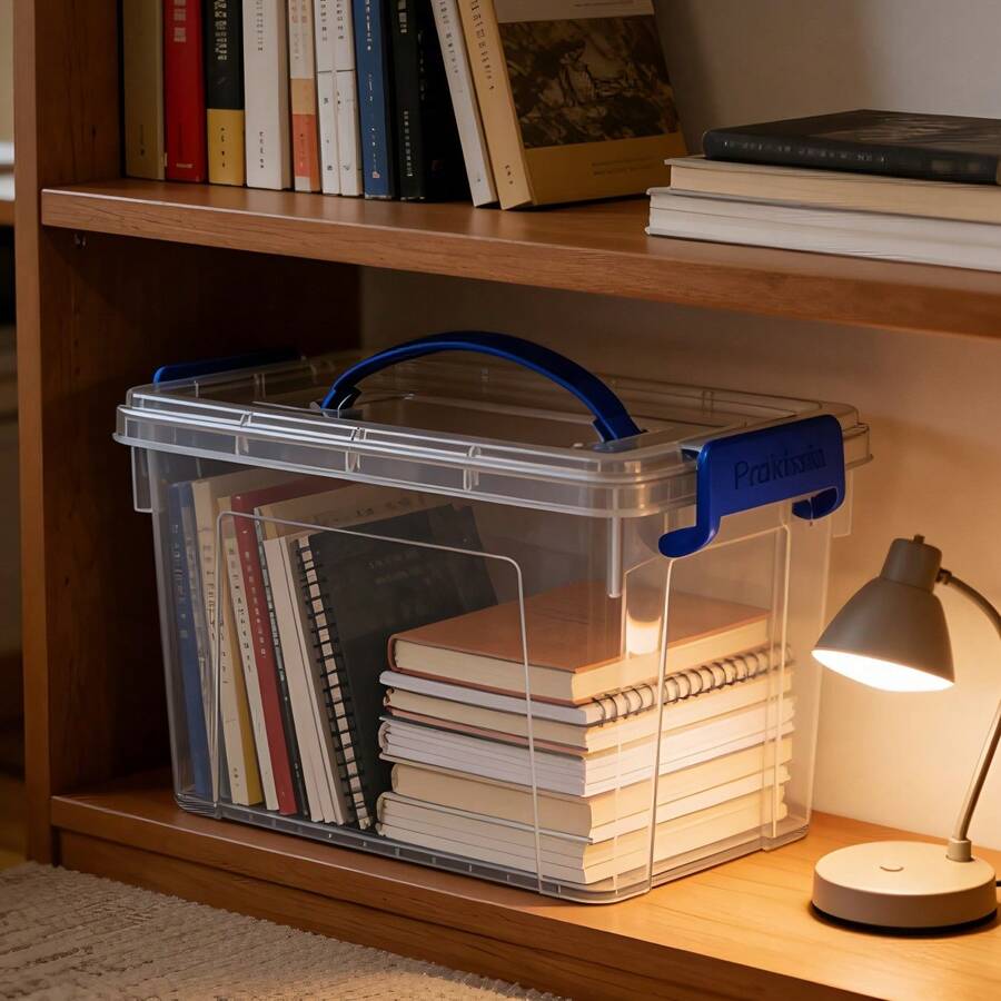 Caja de almacenamiento de alta transparencia, caja de almacenamiento tipo tapa con asa, caja transparente rectangular, caja de almacenamiento de tamaño pequeño, a prueba de polvo y moho, caja de almacenamiento de plástico engrosado, caja organizadora, caja para ropa y calcetines del hogar, caja para conservar alimentos, caja de almacenamiento para refrigerador, caja de almacenamiento para artículos varios - Transparente - Ver 1