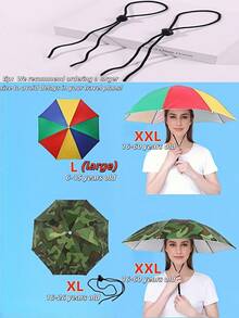 Upgraded Hands-Free Umbrella Hat Set, 360° Full Coverage Sun Protection Design, Elastic Headband Suitable For Outdoor Activities, Great For Travelers (Tip: We Recommend Ordering A Larger Size To Avoid Delays In Your Travel Plans!) - Multicolor - View 5