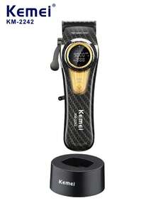 Kemei Bộ máy cắt tóc chuyên nghiệp KM-2242 bán chạy dành cho nam giới, máy tỉa râu không dây sạc USB với pin lithium 4500mAh, máy tỉa tóc điện chất lượng cao 9000 vòng/phút có màn hình hiển thị, 1 chiếc. - Xem 2