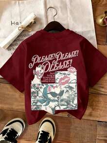 Treasured Memories White Oversized T-Shirt - Burgundy - View 1