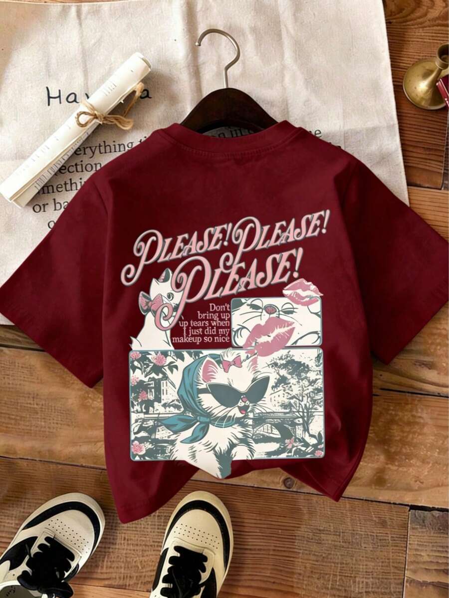 Treasured Memories White Oversized T-Shirt - Burgundy - View 1