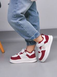 1双儿童休闲运动鞋，2026春季新款男女童魔术贴软底透气平底鞋，适合上学和日常穿着 - 紅色 - 查看 6