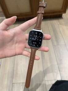 1pc Women's Leather Watch Band, Suitable For Daily Wear, Compatible With Watch 4/5/6 Active - Brown - View 2