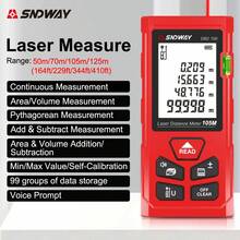 SNDWAY 1件雷射測距儀 50/70/105/125m 便攜式雷射測距儀 米/英吋/英尺單位切換 背光LCD螢幕 距離/面積/體積/勾股定理測量模式 - A - 查看 2