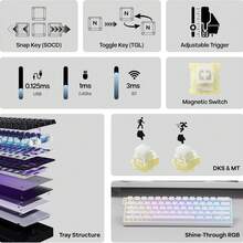AULA Mini60 HE PRO 无线霍尔效应游戏键盘，8K轮询率，RGB背光，热插拔磁吸式键盘，触发键程可调，4000mAh电池，支持SOCD和DKS，静音 - 查看 11