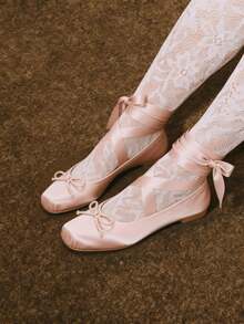 Women's Heel Shoes Women's Platform Heels Shoes Pink Elegant Women Shoes High Heels Pumps Cute Bow High Heels Gothic Heels Closed Toe Heels Chunky Heels Mary Jane Christmas Shoes - 平底裸色 - 查看 5