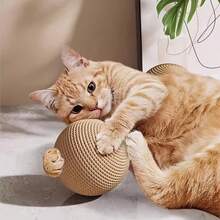猫咪用品，快乐小猫，超耐用剑麻材质（多种颜色可选），猫咪用品，猫抓球，自娱自乐咀嚼玩具摇铃球，猫咪用品，猫玩具，自娱自乐和娱乐小工具，猫咪磨牙玩具。 - 彩色 - 查看 4