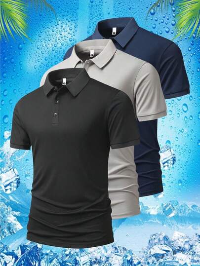 1 件男士时尚时尚 Polo T 恤上衣，面料舒适，适合日常生活、工作、旅行、跑步、休闲、健身