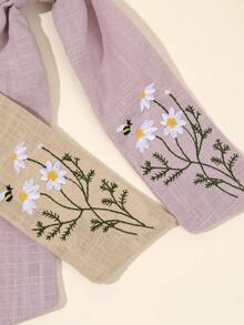 2个装花朵刺绣发夹，简约纯色蝴蝶结弹力发带，适合日常佩戴，春夏母亲节发带，青少年发饰 - 彩色 - 查看 4