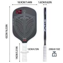 T800PRO Carbon Fiber Pickleball Paddle, Rough Matte Surface For Better Ball Spin, Hot-Pressed Unibody Construction, 16mm Thick, Power Control Balanced Pickleball Paddle - Multicolor - View 6