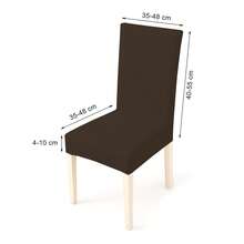 Single Chair Cover Standart Size - 96% Cotton 4% Elastan - Made In Turkiye - Brown - View 3