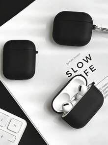 1pc Minimalist Style Earphone Case Suitable Compatible With Apple Pro 2, Matte Protective Cover For AirPods Pro 1/2/3/4 - Black - View 2