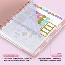 Iscool Smart Disc Notebook, 140 Sheets, Medium + Large + Floral Monogram, Letter K - Blanco y rosa - Ver 4