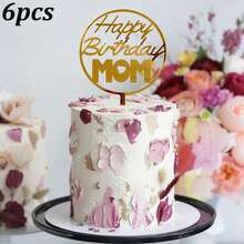 1个/3个/6个装 最佳妈妈金色粉色亚克力蛋糕装饰牌，母亲节派对用品 - 多色 - 查看 22
