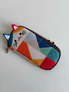 1 个 3D 猫形铅笔盒，适合办公和旅行 - 便携式拼接收纳盒，可爱小猫造型，小巧便携，可收纳钢笔、马克笔，适合同事和学生使用 - 时尚的桌面配件，方便日常通勤收纳 - 彩色 - 查看 3