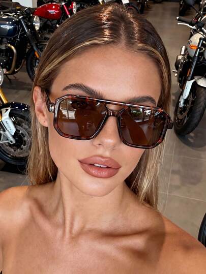 1 Pair Aviator Frame Leopard Print Fashion Glasses, Suitable For Daily Wear, Parties, Outdoor Travel And Beach, All-Match Business Casual Gift For Women In Autumn/Winter, Suitable For Summer Beach And Outdoor Travel