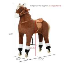 Kids Ride-On Walking Horse With Easy Rolling Wheels, Soft Huggable Body, Large Size For Kids 5-16 Years, Brown - Brown - View 4