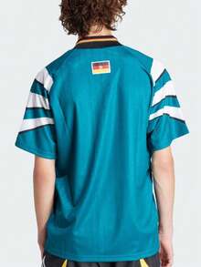 Áo đấu sân khách của đội tuyển Đức năm 1996 của adidas, áo bóng đá tay ngắn thể thao thường ngày của đội tuyển quốc gia Đức, unisex, màu xanh lá cây đậm. - Xanh lá cây đậm - Xem 5
