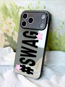 Ốp lưng điện thoại màu hồng đen với chữ "#SWAG" phản quang, kiểu dáng Y2K cá tính với sao hồng, tương thích với iPhone 11/17/17pro/13/14/15/15pro/15 Plus/15 Promax/16/16pro/16plus/16promax/7plus/8plus/X/Xs Max/Xr/17Air/12pro/13pro/14pro/17Promax/13mini/11promax/12promax/13promax/14promax/14plus/6/6s/6plus/7/8/Se/17proMax, chống sốc, chống nước, chống rơi, chống trầy xước, phiên bản quốc tế, không phải phiên bản nội địa, quà tặng sinh nhật mùa xuân. - Nhiều màu - Xem 4
