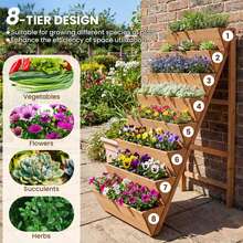 8-Tier Vertical Raised Garden Bed With Legs For Growing Vegetables Flowers Herbs Orange - A - 查看 6