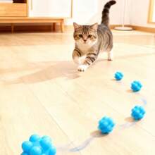 2pcs Elastic High Cat Toy Balls, Interactive Chew Toys, Dental Cleaning Training, Suitable Cat Supplies - Multicolor - View 5