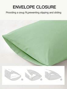 3/4pcs Deep Fitted Sheet Set, Flat Sheet*1 + Fitted Sheet*1 + Pillowcase*1/2, Polyester Fabric, Luxury Hotel Quality, Anti-Shrink, Machine Washable, Suitable For All Seasons, Oeko-Tex Certified, Light Green - Pastel Green - View 6