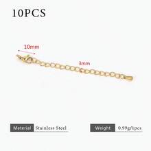 10pcs Stainless Steel Extension Extended Tail Chains Lobster Clasps Connectors DIY Jewelry Making Findings Bracelet Necklaces - Extension Chain - View 20