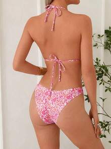 Áo tắm Tankini nữ cổ yếm điều chỉnh được, họa tiết hoa nhí - Nhiều màu - Xem 4