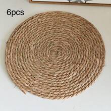 1/4/6pcs Woven Placemats, 12-Inch Round Rattan Placemats, Handmade Natural Woven Placemats, Heat Insulation Mats For Tea Cups, Non-Slip Kitchen Japanese Style Mats, Round Woven American Style Tea Tray Coasters For Tea Sets, Farmhouse Style Woven Placemats, Country Willow Woven Placemats, Perfect For Bohemian Style Dining | Ideal For Restaurants, Parties, Weddings, Home Decor, Christmas Decorations - View 12