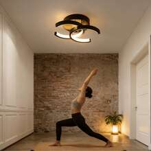 (3-In-1 Dimmable Light) Modern LED Pendant Chandelier For Hallway, Living Room, Bedroom & Kitchen | Wide Voltage 110V-220V - Negro - Ver 2