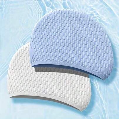 成人水滴形泳帽，防水硅胶泡泡泳帽，特大号，适合长发女性，保护耳朵