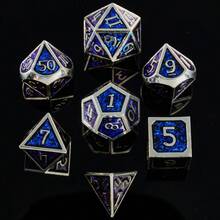 7pcs Shiny Metal Dice Set, D&D Tabletop Game Accessories, Suitable For Halloween, Christmas, Gifts, Party Supplies - Multicolor - View 5