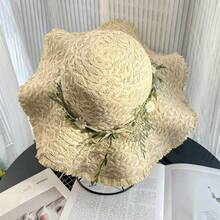 French Daisy Large Brim Breathable Straw Hat, Women Summer Beach Vacation Woven Sun Hat - A - View 11
