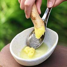 1 Piece Stainless Steel Ginger Garlic Mashing Spoon - Manual Kitchen Tool For Puree, Easy To Clean, Durable Design, Efficiently Grinds Ginger Garlic, Ginger Garlic Masher |       Stainless Steel Spoon |       Durable Kitchen Supplies - Silver - View 5