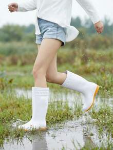 Women's Tall Waterproof Rain Boots, Non-Slip And Durable For Rainy Days, Outdoor Camping, Fishing, Commuting, Versatile Adult Water Shoes With Soft Soles For Year-Round Wear - White - View 5