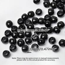 100顆 10*12mm 大孔塑膠珠，適用於非洲編髮髮飾，黑色 - 黑色 - 查看 3