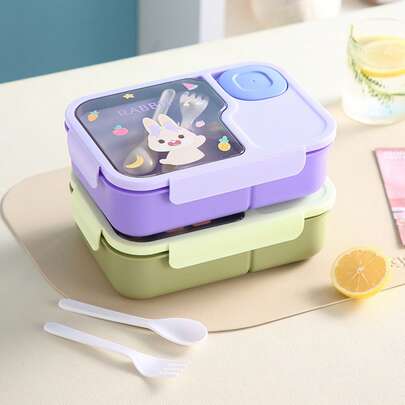 Lancheira à prova de vazamentos com tampa de e talheres embutidos - própria para micro-ondas, ideal para escola, trabalho, refeições ao ar livre, armazenamento de refeições escolares, recipiente empilhável para alimentos, própria para micro-ondas.