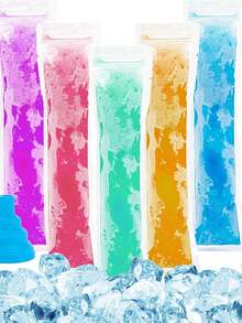 100pcs Ice Pop Bags, Popsicle Mold Bags, Resealable Plastic Freezer Tubes With Funnel, For Ice Pops, Yogurt Tubes, Juice, Fruit Smoothie DIY Snacks - Multicolor - View 5