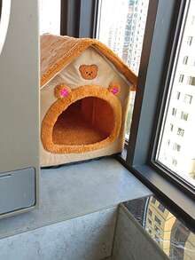 1 pieza Cama de casa para mascotas para perros y gatos, nido para mascotas con fondo antideslizante, cálido en invierno y universal para las cuatro estaciones. Cubierta desmontable y lavable, elaborada con tela suave de alta calidad y forro acolchado para clima frío, transpirable y durable. El fondo antideslizante asegura una colocación estable, la espaciosa y acogedora cueva proporciona un espacio de descanso para mascotas pequeñas. Fácil de limpiar, mueble para mascotas elegante y práctico, ideal para uso en interiores, regalo perfecto para amantes de las mascotas. - Naranja - Ver 10
