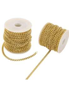 Gold Iron Cross Extender Chain, Flat O-Shape Cable Chain, Craft Jewelry Chain, For DIY Necklace Bracelet Jewelry Making - Yellow Gold - View 4