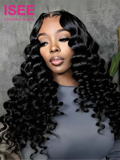 ISEE Tóc giả nửa đầu Hair Wand Curl Human Hair Wear Go Half Wig 16-26 Inch 180% Density 3 in 1 Half Wig with Drawstring Natural Hairline Seamless Flip Over Wig Decomb Colour Natural Color High Quality No Glue No Lace Wig Half Wig