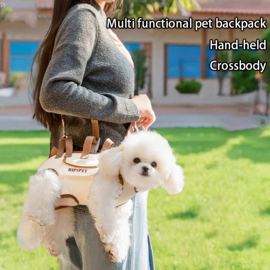 Portable Pet Sling Carrier - Convenient Outdoor Leash Backpack, Easy To Wear, Leg Holes, Adjustable Strap, Suitable For Dogs, Cats And Other Pets