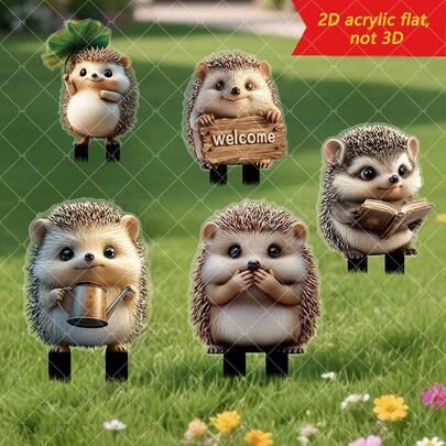 1pc Charming Hedgehog Garden Stake, Weather-Resistant, Suitable For Garden, Lawn, Yard Decor, Quirky Design, Holiday Shopper, 2D
